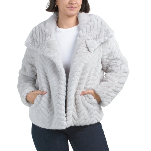 BERNARDO Ash Chevron Faux Fur Coat